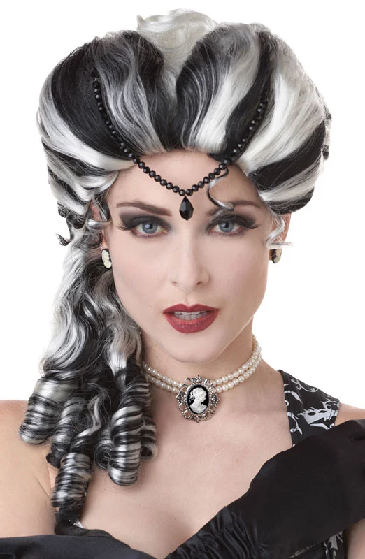 Victorian With Side Curls Costume Wig (Black/White) 3 Victorian With Side Curls Costume Wig (Black/White)