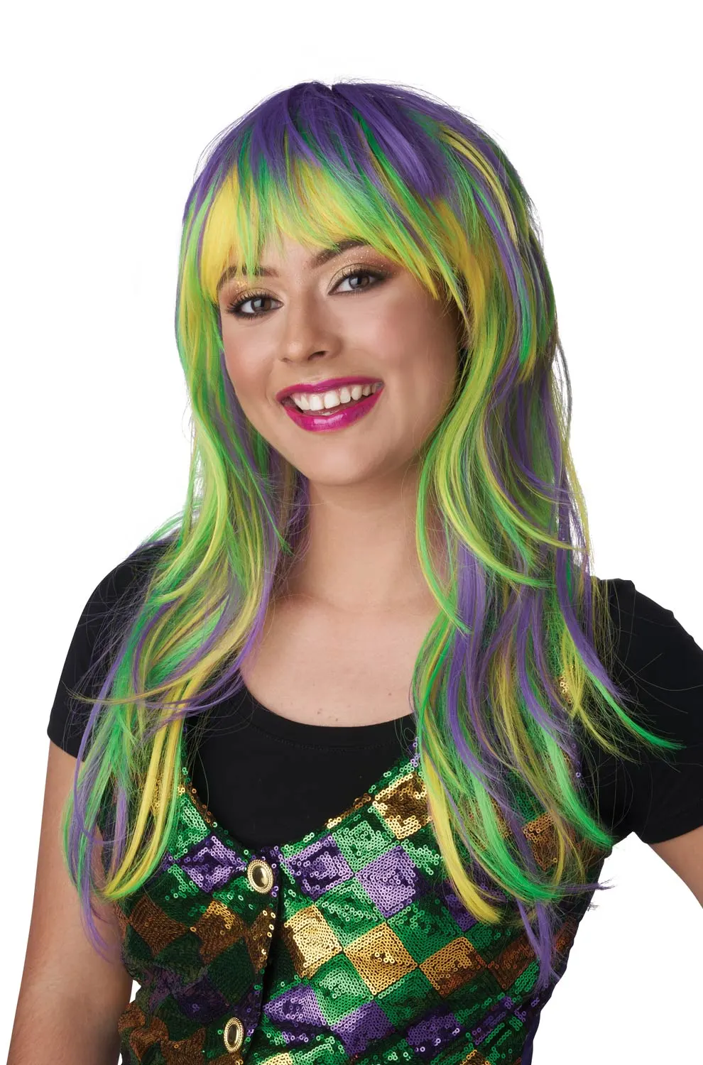 Mardi Gras Party Girl Adult Wig 3 Mardi Gras Party Girl Adult Wig