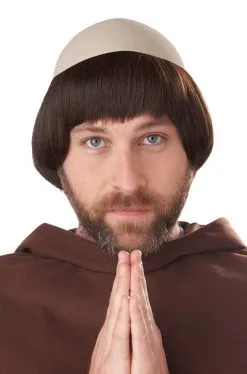 Medieval Friar Adult Wig With Bald Cap