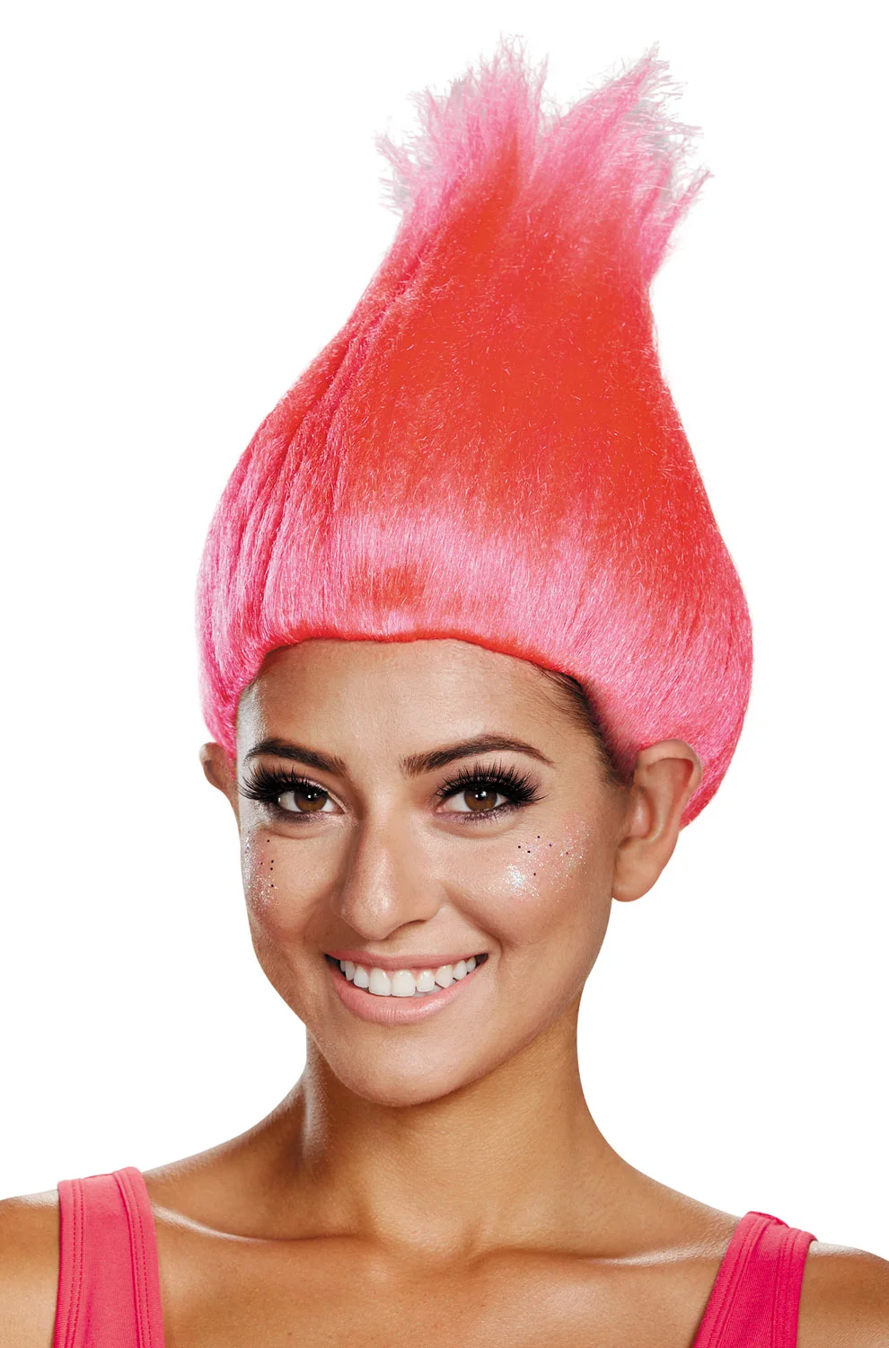 Hot Pink Colored Licensed Adult Troll Wig 3 Hot Pink Colored Licensed Adult Troll Wig