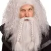 Viking Warrior Wig & Beard (Grey) -Video Game Costumes Shop F92283GY full 1