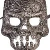 Textured Skull Mask (Silver) -Video Game Costumes Shop FM82601 full 1