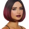 Mid-Length Ombre Bob Wig (Black/Burgundy) -Video Game Costumes Shop G11319 full 1