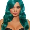 Long Wavy Teal Wig 1 Long Wavy Teal Wig -Video Game Costumes Shop G11342 full 1