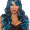 Long Wavy Ombre Layered Wig (Steel Blue/Bright Blue) -Video Game Costumes Shop G11350 full 1
