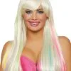 Long Straight Hidden Rainbow Wig (Platinum) -Video Game Costumes Shop G11357 full 1