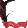 Feathered Divinity Masquerade Mask (Red) 2 Feathered Divinity Masquerade Mask (Red) -Video Game Costumes Shop M33161R full 1