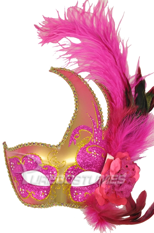 Mardi Gras Swan Mask (Hot Pink/Gold) 3 Mardi Gras Swan Mask (Hot Pink/Gold)