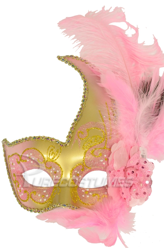 Mardi Gras Swan Mask (Pink/Gold) 3 Mardi Gras Swan Mask (Pink/Gold)