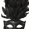 Colombina Vanity Fair Venetian Mask (Black/Black) -Video Game Costumes Shop M6150BB full 1