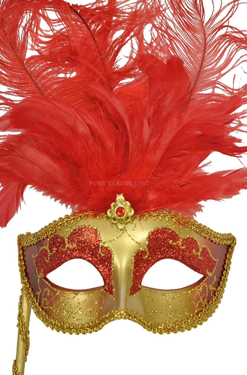 Colombina Vanity Fair Venetian Mask (Red/Gold) 3 Colombina Vanity Fair Venetian Mask (Red/Gold)