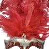 Colombina Festa Venetian Mask (Burgundy/Silver) -Video Game Costumes Shop M6151BUS full 1