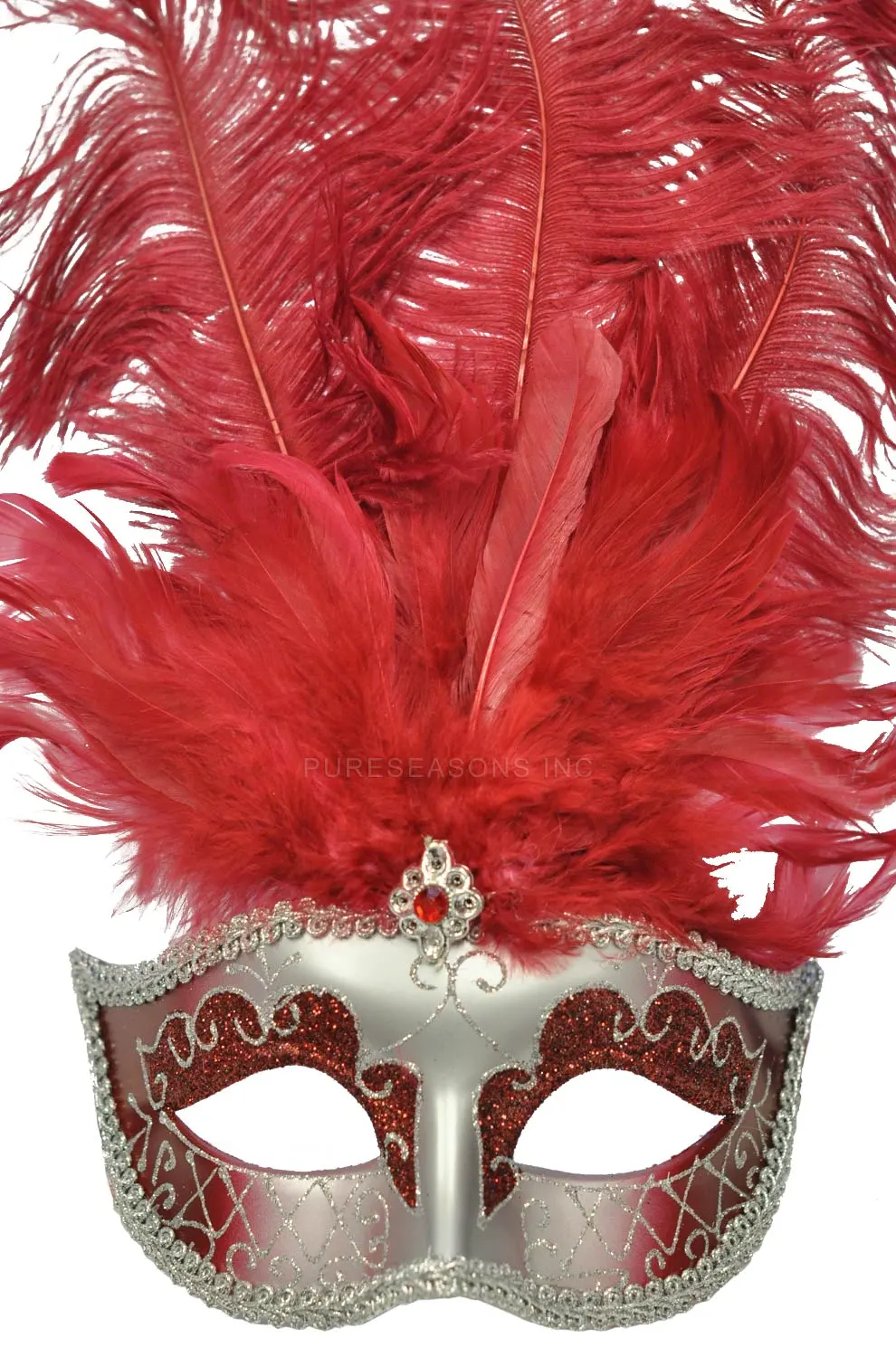 Colombina Festa Venetian Mask (Burgundy/Silver) 3 Colombina Festa Venetian Mask (Burgundy/Silver)