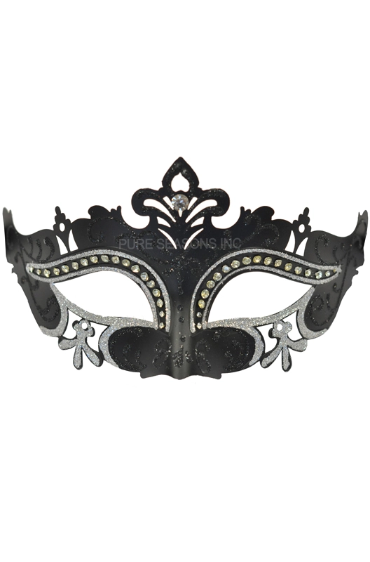 Royal Crystals Venetian Mask (Black/Silver) 3 Royal Crystals Venetian Mask (Black/Silver)
