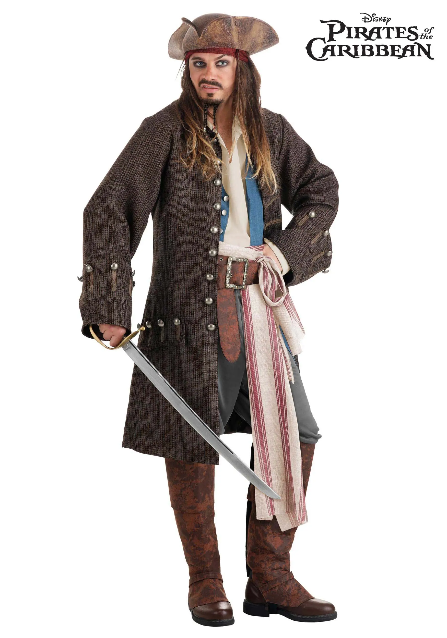 Fun Costumes Jack Sparrow Pirate Costume For Men From Disney's Pirates Of The Caribbean 5 Fun Costumes Jack Sparrow Pirate Costume For Men From Disney's Pirates Of The Caribbean - Image 3
