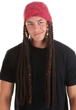 Elope Disney Jack Sparrow Adult Bandana And Dreads Set -Video Game Costumes Shop adult jack sparrow bandana and dreads set alt 5