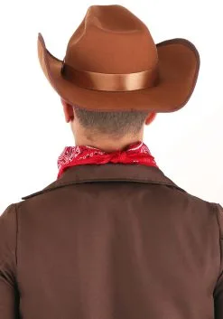 Elope Brown Western Outlaw Vigilante Cowboy Costume Hat -Video Game Costumes Shop cowboy hat brown alt 1