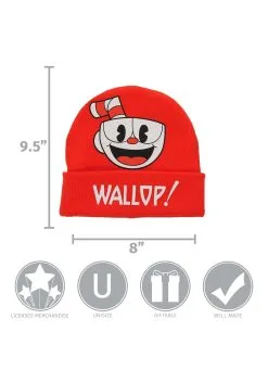 Elope Foldup Knit Beanie Cuphead Printed -Video Game Costumes Shop cuphead printed foldup knit beanie alt 3