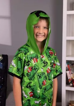 AME Sleepwear Minecraft Creeper Romper For Kids -Video Game Costumes Shop kids minecraft creeper romper alt 3
