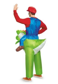 Disguise Mario Riding Yoshi Adult Costume -Video Game Costumes Shop mario riding yoshi adult costume alt1