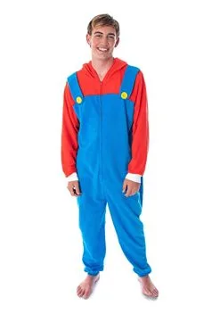 MJC International Unisex Microfleece Mario Union Suit -Video Game Costumes Shop mario unisex microfleece unionsuit alt 2
