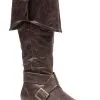 Ellie Brown Buckle Men's Pirate Boots 2 Ellie Brown Buckle Men's Pirate Boots -Video Game Costumes Shop mens brown buckle pirate boots