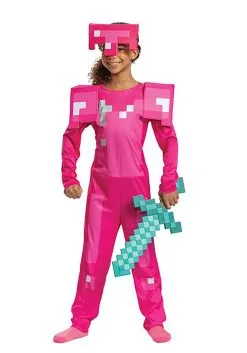 Disguise Girl's Minecraft Classic Pink Armor Costume 11 Disguise Girl's Minecraft Classic Pink Armor Costume -Video Game Costumes Shop minecraft girls classic pink armor costume alt 2