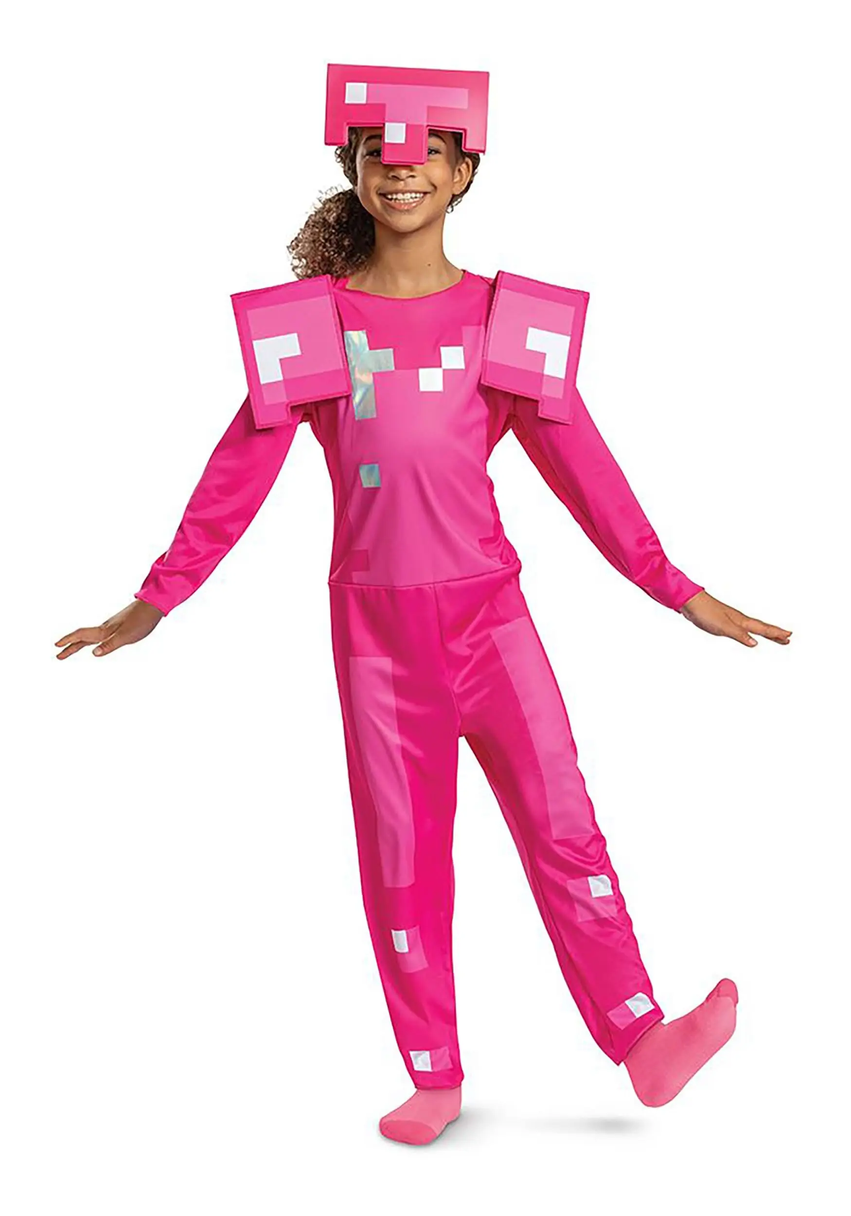 Disguise Girl's Minecraft Classic Pink Armor Costume 3 Disguise Girl's Minecraft Classic Pink Armor Costume