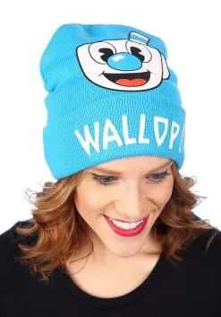 Elope Cuphead | Mugman Printed Folded Cuff Knitted Winter Hat -Video Game Costumes Shop mugman printed folded cuff knitted winter hat alt 4