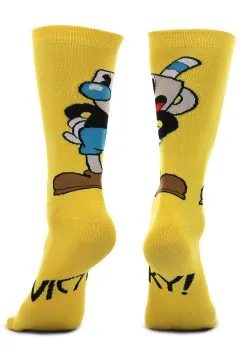 Elope Cuphead Mugman Victory! Crew Socks 13 Elope Cuphead Mugman Victory! Crew Socks -Video Game Costumes Shop mugman victory crew socks alt 4