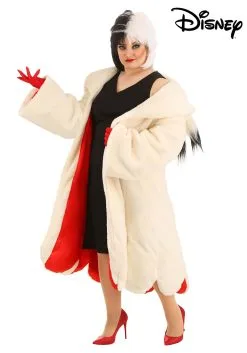 Fun Costumes Cruella De Vil Coat Costume For Plus Size Women From Disney's 101 Dalmatians -Video Game Costumes Shop plus size womens deluxe cruella de vil costume alt 4