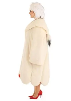 Fun Costumes Cruella De Vil Coat Costume For Plus Size Women From Disney's 101 Dalmatians -Video Game Costumes Shop plus size womens deluxe cruella de vil costume alt 9