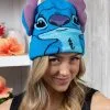 Concept One Accessories Stitch Big Face Roll Down Beanie Hat -Video Game Costumes Shop stitch big face roll down beanie