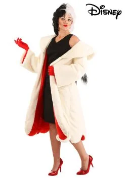 Fun Costumes Cruella De Vil Coat Costume For Women From Disney's 101 Dalmatians -Video Game Costumes Shop womens deluxe cruella de vil costume alt 13