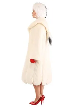 Fun Costumes Cruella De Vil Coat Costume For Women From Disney's 101 Dalmatians -Video Game Costumes Shop womens deluxe cruella de vil costume alt 9