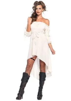 LEG AVENUE Womens White Pirate Hi-Lo Dress Costume